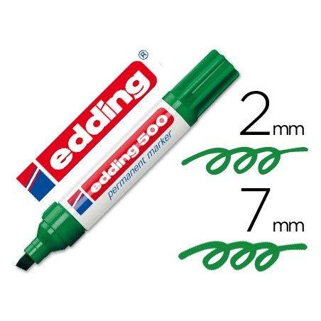 Rotulador edding marcador permanente 500 verde punta biselada 7 mm