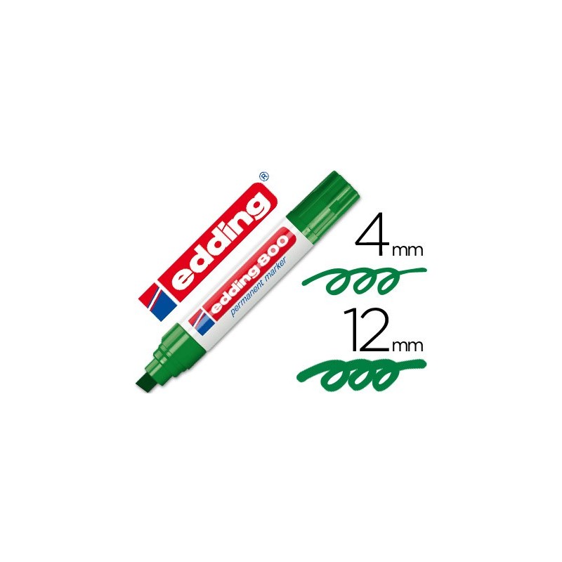 Rotulador edding marcador permanente 800 verde punta biselada 12 mm recargable