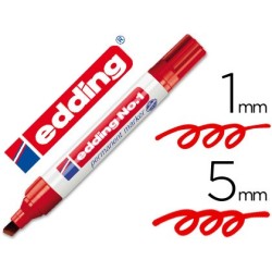 Rotulador edding marcador permanente 1 rojo punta biselada 5 mm recargable