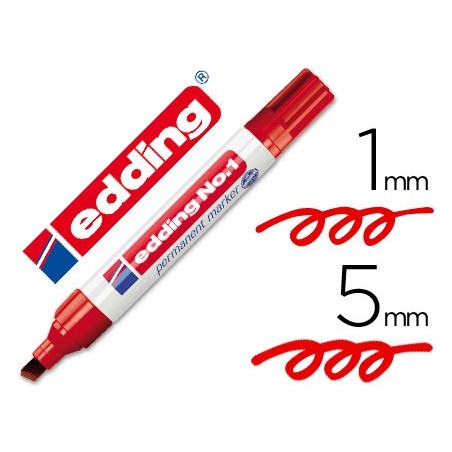 Rotulador edding marcador permanente 1 rojo punta biselada 5 mm recargable