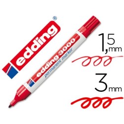Rotulador edding marcador permanente 3000 rojo punta redonda 1,5-3 mm recargable