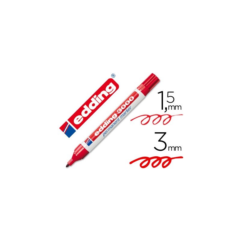 Rotulador edding marcador permanente 3000 rojo punta redonda 1,5-3 mm recargable