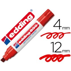 Rotulador edding marcador permanente 800 rojo punta biselada 12 mm recargable