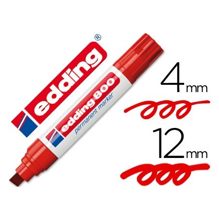 Rotulador edding marcador permanente 800 rojo punta biselada 12 mm recargable