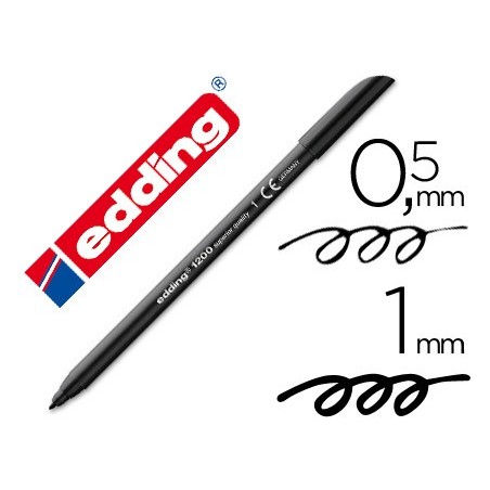 Rotulador edding punta fibra 1200 negro n.1 punta redonda 0.5 mm