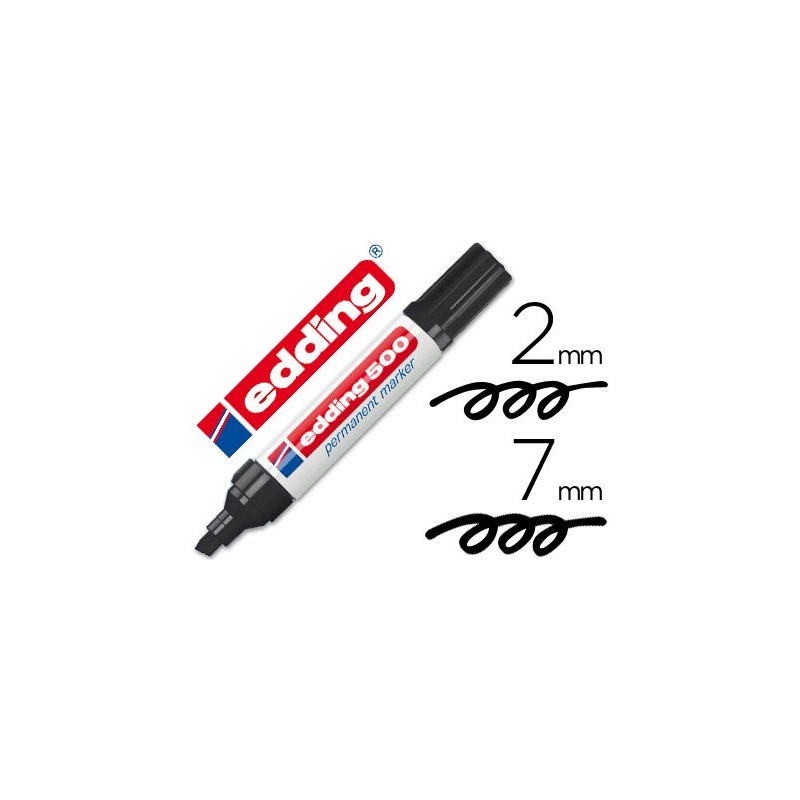 Rotulador edding marcador permanente 500 negro punta biselada 7 mm recargable
