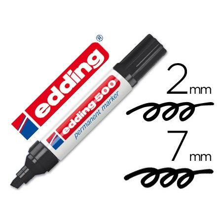 Rotulador edding marcador permanente 500 negro punta biselada 7 mm recargable