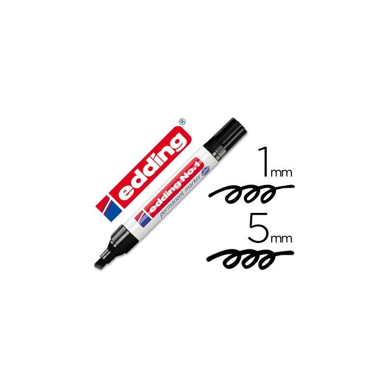 Rotulador edding marcador permanente 1 negro punta biselada 5 mm recargable
