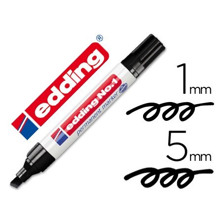 Rotulador edding marcador permanente 1 negro punta biselada 5 mm recargable