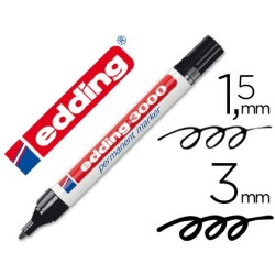 Rotulador edding marcador permanente 3000 negro punta redonda 1,5-3 mm recargable