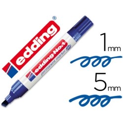 Rotulador edding marcador permanente 1 azul punta biselada 5 mm recargable