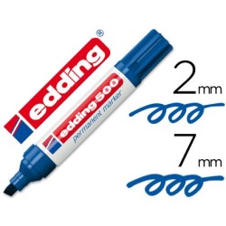 Rotulador edding marcador permanente 500 azul punta biselada 7 mm recargable