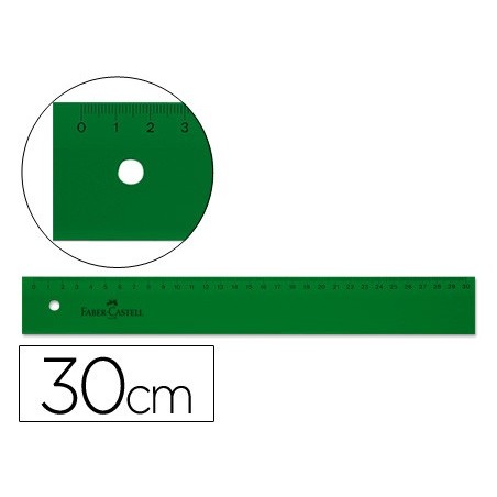 Regla faber castell 30 cm plastico verde