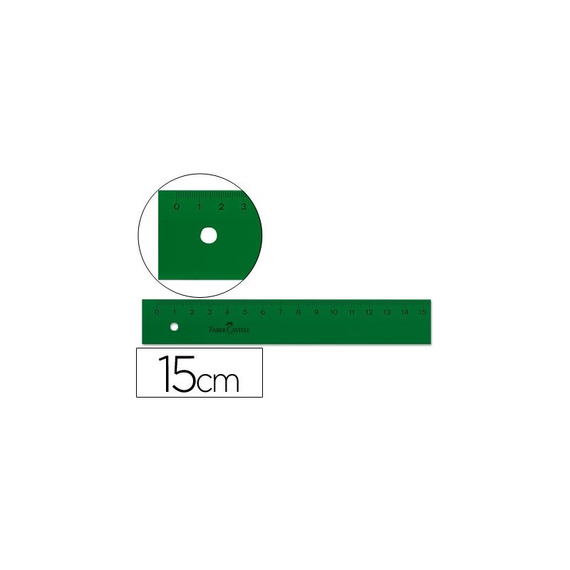Regla faber castell 15 cm plastico verde