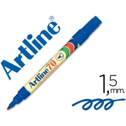 Rotulador artline marcador permanente ek-70 azul punta redonda 1.5 mm papel metal y cristal