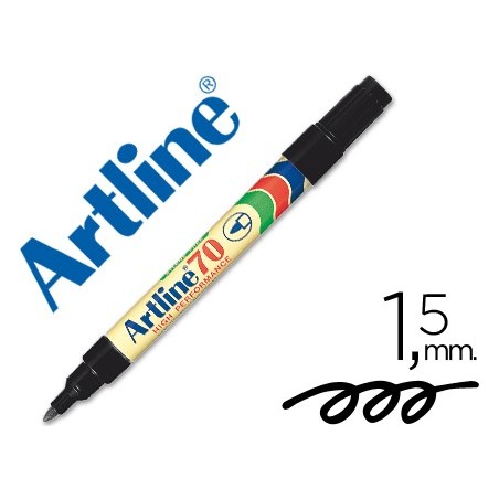 Rotulador artline marcador permanente ek-70 negro punta redonda 1.5 mm papel metal y cristal