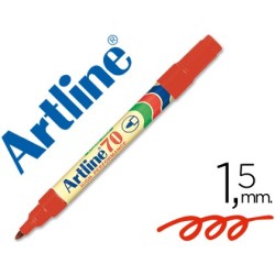 Rotulador artline marcador permanente ek-70 rojo punta redonda 1.5 mm papel metal y cristal