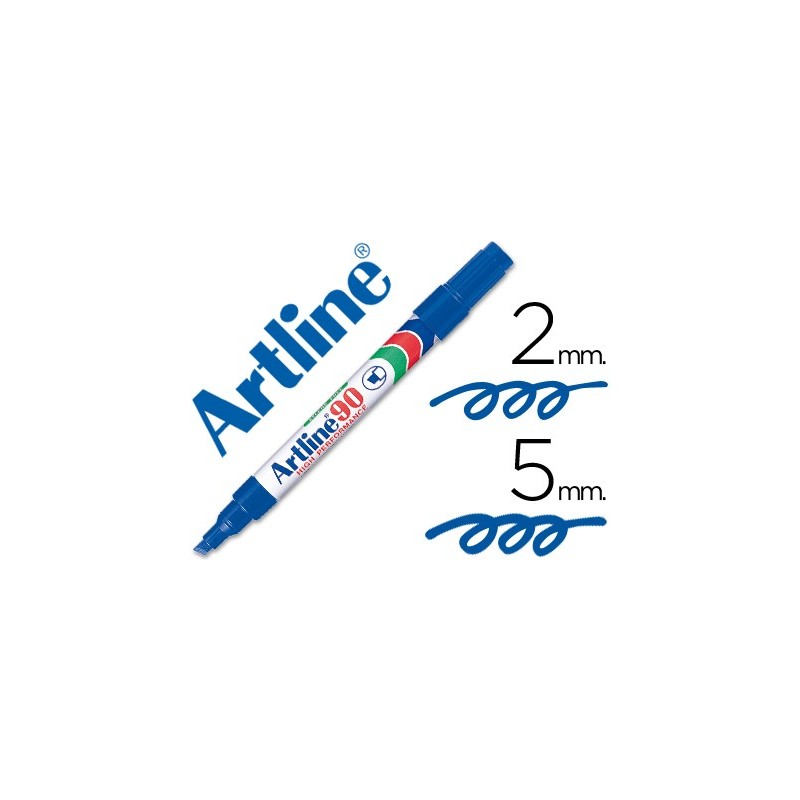 Rotulador artline marcador permanente ek-90 azul punta biselada 5 mm papel metal y cristal Rotulador artline marcador permanente ek-90 azul punta biselada 5 mm papel metal y cristal