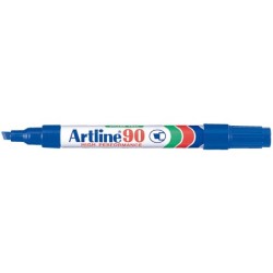 Rotulador artline marcador permanente ek-90 azul punta biselada 5 mm papel metal y cristal