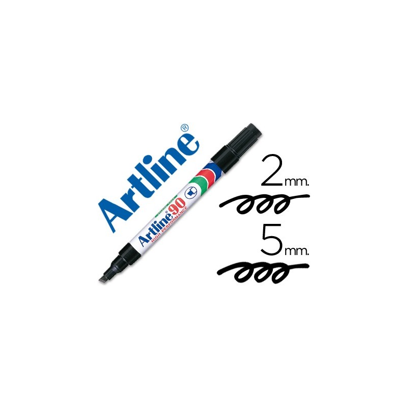 Rotulador artline marcador permanente ek-90 negro punta biselada 5 mm papel metal y cristal Rotulador artline marcador permanente ek-90 negro punta biselada 5 mm papel metal y cristal