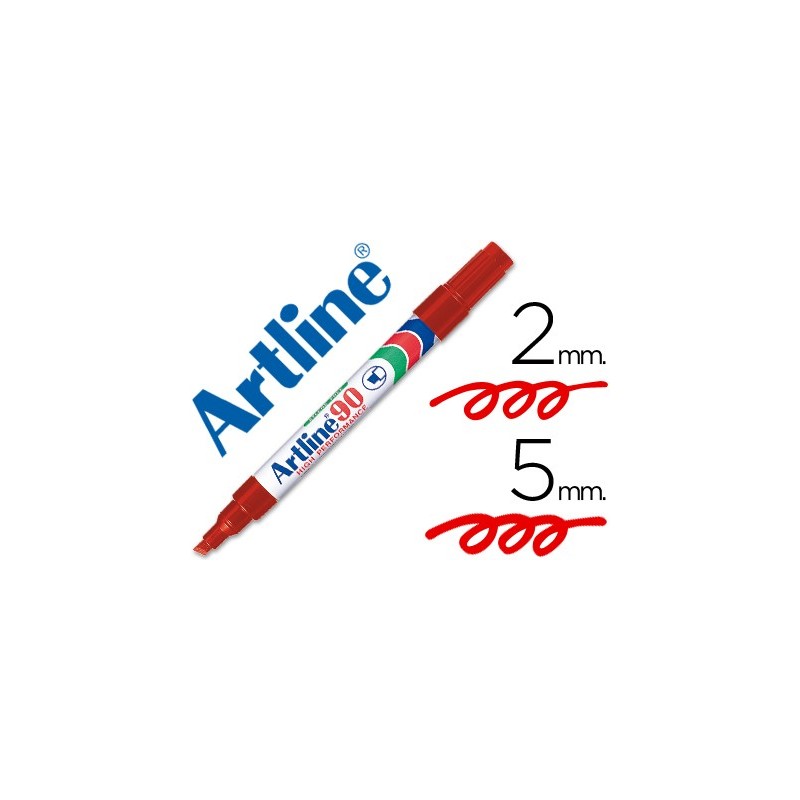 Rotulador artline marcador permanente ek-90 rojo punta biselada 5 mm papel metal y cristal Rotulador artline marcador permanente ek-90 rojo punta biselada 5 mm papel metal y cristal