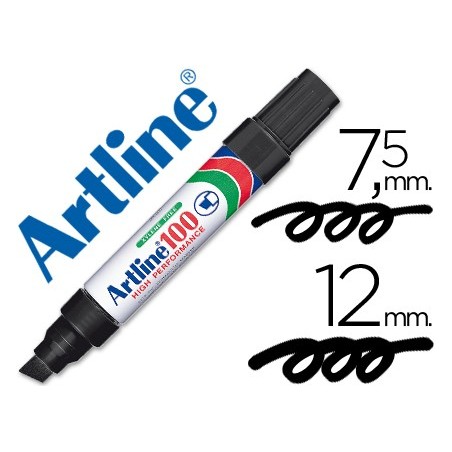 Rotulador artline marcador permanente 100 negro -punta biselada