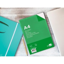 Recambio liderpapel a4 100 hojas 60g/m2 liso sin margen 4 taladros