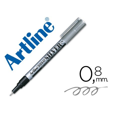 Rotulador artline marcador permanente tinta metalica ek-999 plata punta redonda 0.8 mm