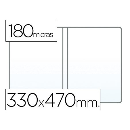 Funda portadocumento q-connect folio doble 180 micras pvc transparente 330x470mm