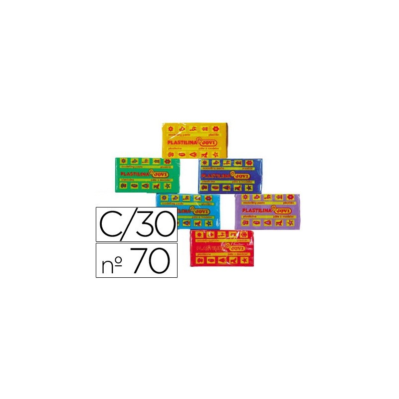 Plastilina jovi 70 tamaño pequeño caja de 30 unidades colores surtidos
