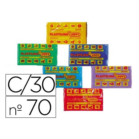 Plastilina jovi 70 tamaño pequeño caja de 30 unidades colores surtidos