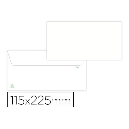 Sobre liderpapel blanco 115x225 mm solapa tira de silicona papel reciclado 90 gr caja de 500 unidades