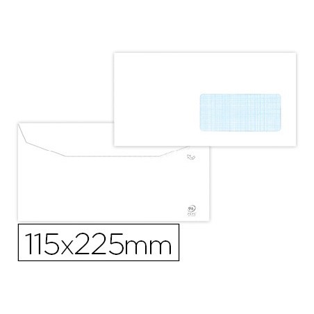 Sobre liderpapel blanco 115x225 mm ventana derecha trapezodial engomada papel offset 80gr caja de 500 unidades
