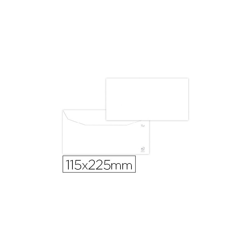 Sobre liderpapel blanco 115x225 mm solapa engomada papel offset 80 gr caja de 500 unidades