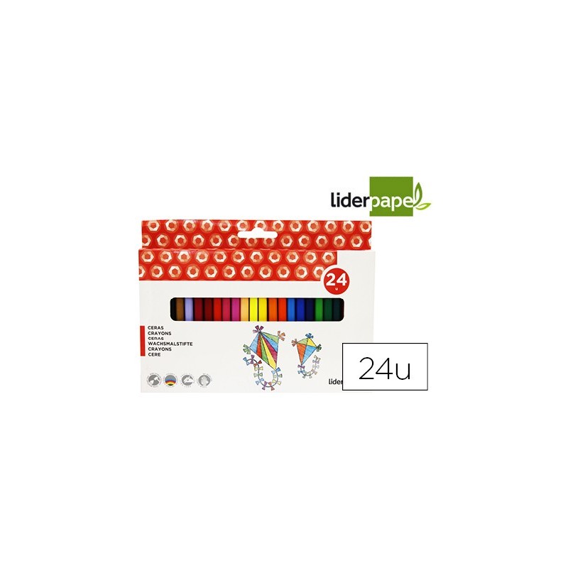 Lapices cera liderpapel caja de 24 unidades colores surtidos