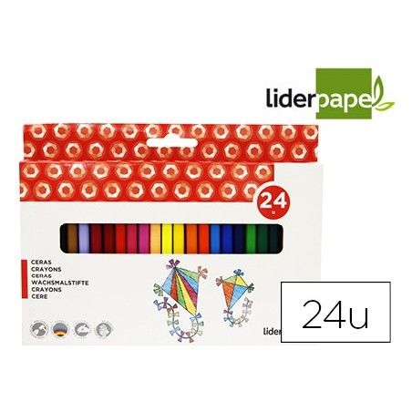 Lapices cera liderpapel caja de 24 unidades colores surtidos