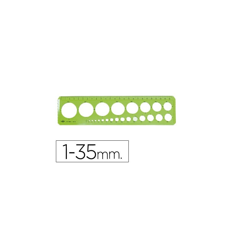 Plantilla domingo ferrer circulos 1-35 mm plastico verde