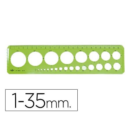 Plantilla domingo ferrer circulos 1-35 mm plastico verde