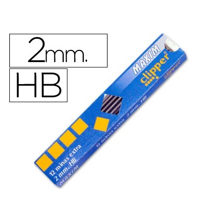 Minas maxim grafito 2 mm estuche de 12 minas