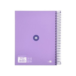 Cuaderno espiral a5 micro antartik tapa forrada120h 90 gr cuadro 5mm 5 banda 6 taladros color lavanda