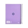 Cuaderno espiral a5 micro antartik tapa forrada120h 90 gr cuadro 5mm 5 banda 6 taladros color lavanda