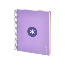 Cuaderno espiral a5 micro antartik tapa forrada120h 90 gr cuadro 5mm 5 banda 6 taladros color lavanda
