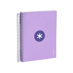 Cuaderno espiral a5 micro antartik tapa forrada120h 90 gr cuadro 5mm 5 banda 6 taladros color lavanda