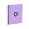 Cuaderno espiral a5 micro antartik tapa forrada120h 90 gr cuadro 5mm 5 banda 6 taladros color lavanda