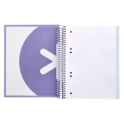 Cuaderno espiral a5 micro antartik tapa forrada120h 90 gr cuadro 5mm 5 banda 6 taladros color lavanda