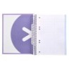 Cuaderno espiral a5 micro antartik tapa forrada120h 90 gr cuadro 5mm 5 banda 6 taladros color lavanda