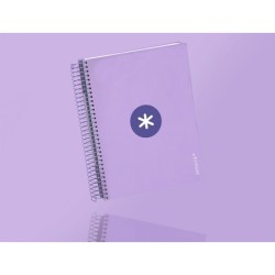 Cuaderno espiral a5 micro antartik tapa forrada120h 90 gr cuadro 5mm 5 banda 6 taladros color lavanda