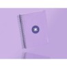 Cuaderno espiral a5 micro antartik tapa forrada120h 90 gr cuadro 5mm 5 banda 6 taladros color lavanda