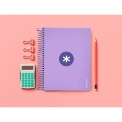 Cuaderno espiral a5 micro antartik tapa forrada120h 90 gr cuadro 5mm 5 banda 6 taladros color lavanda