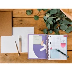 Cuaderno espiral a5 micro antartik tapa forrada120h 90 gr cuadro 5mm 5 banda 6 taladros color lavanda